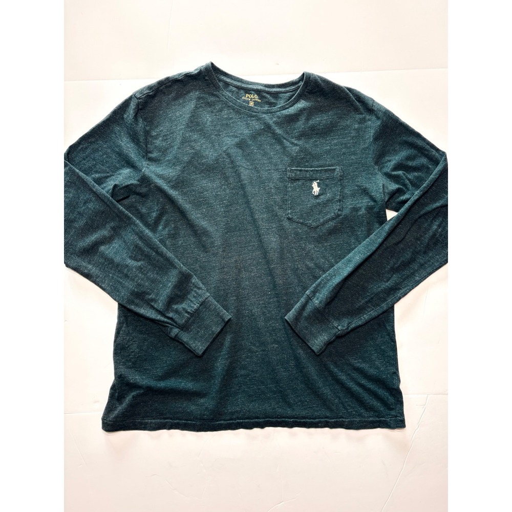 Polo Ralph Lauren Mens Medium Green Heather Long Sleeve Pocket T-Shirt Cotton